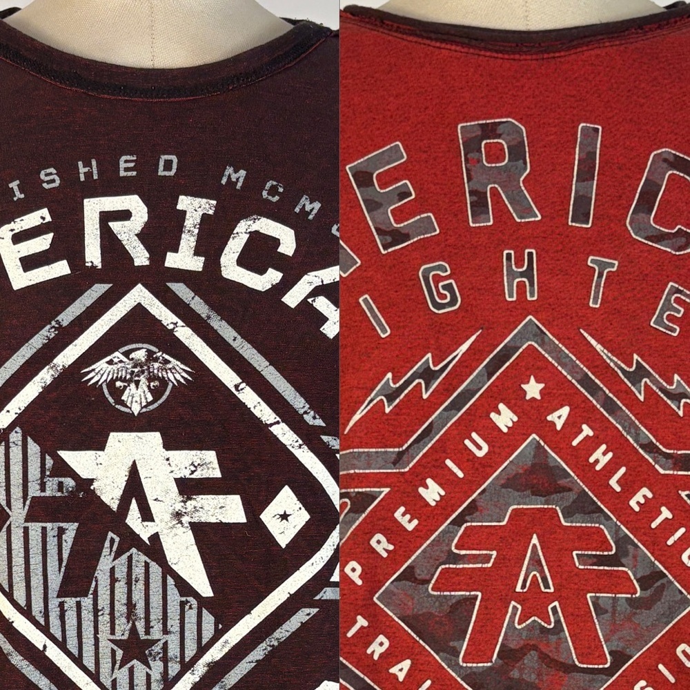 American Fighter Reversible T-Shirt | Maroon & Red Training Division MMA Tee L